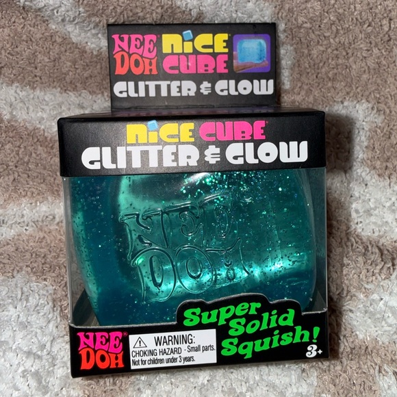 Schylling Other - Viral!🔥Nee Doh Nice Cube Glitter & Glow Super Solid Squish - Teal 🩵✨